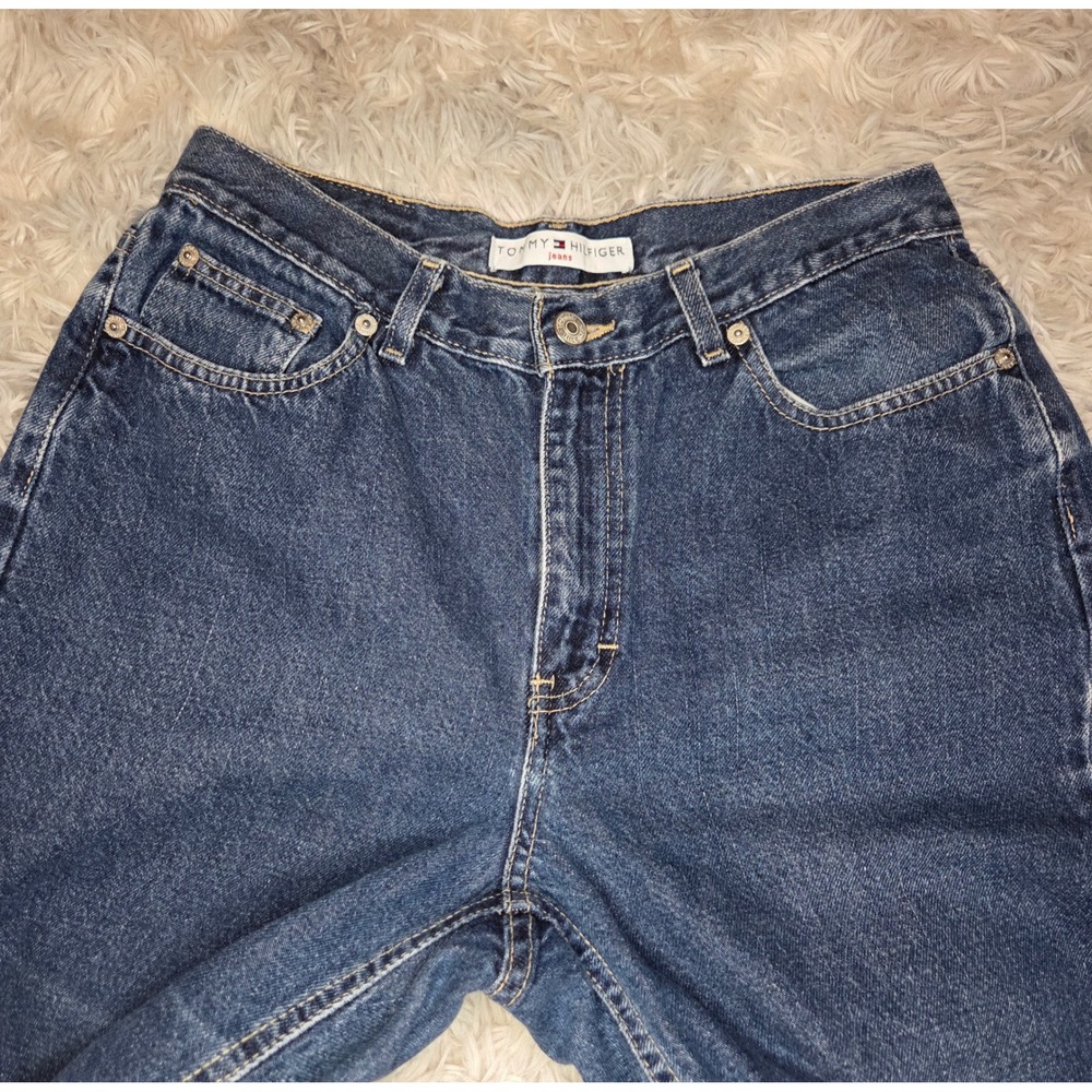 Tommy Hilfiger Vintage 90s High Rise Straight Leg Jeans Dark Wash Size 8 L/33 - Picture 5 of 9